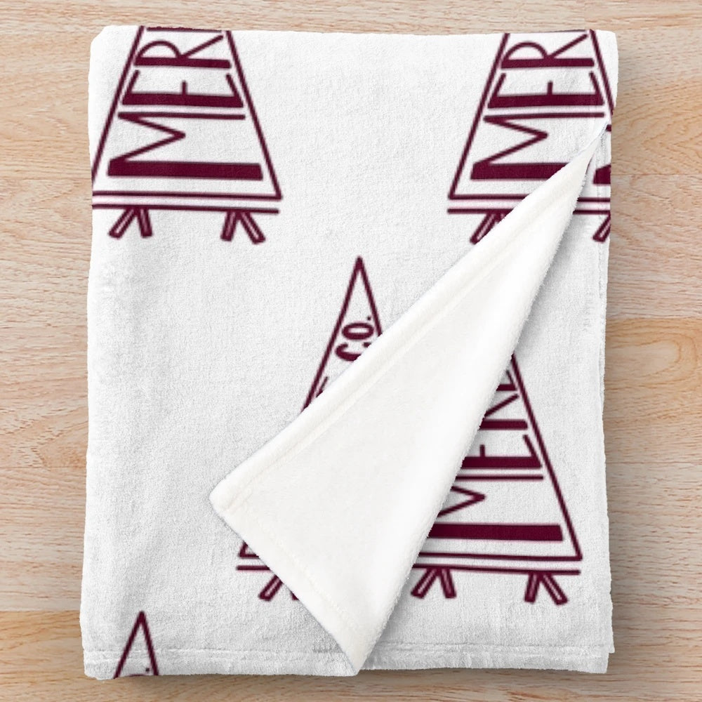 Meredith College Plush Blanket with Pennant Flag Design