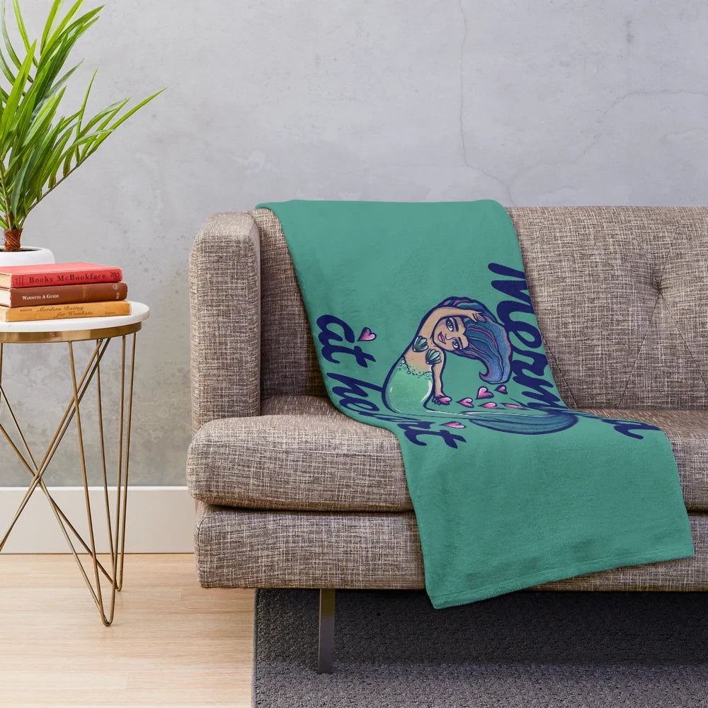Mermaid plush blanket with ocean themed design