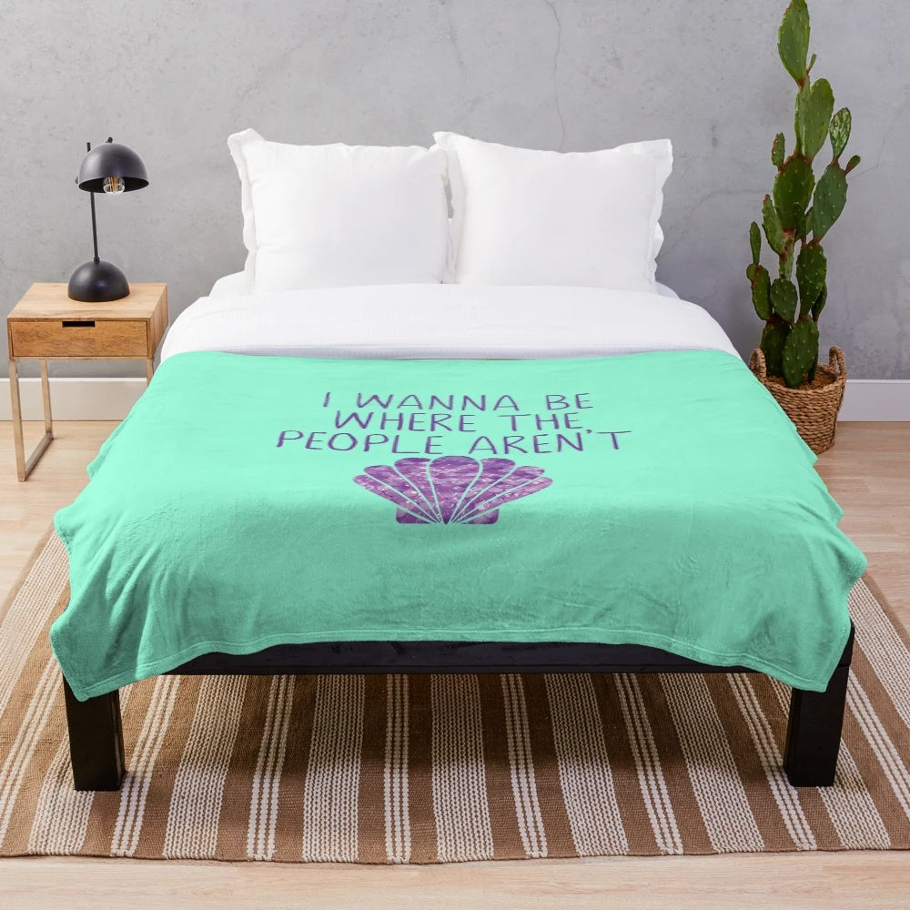 Soft, watercolor-style mermaid plush blanket for social distancing