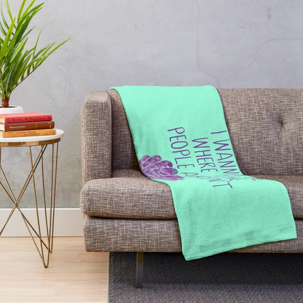 Soft, watercolor-style mermaid plush blanket for social distancing