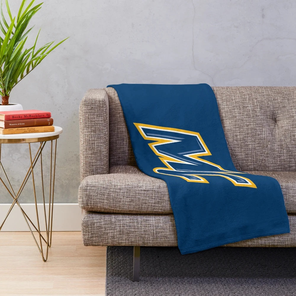 Merrimack Warriors-inspired plush blanket with team colors and logo