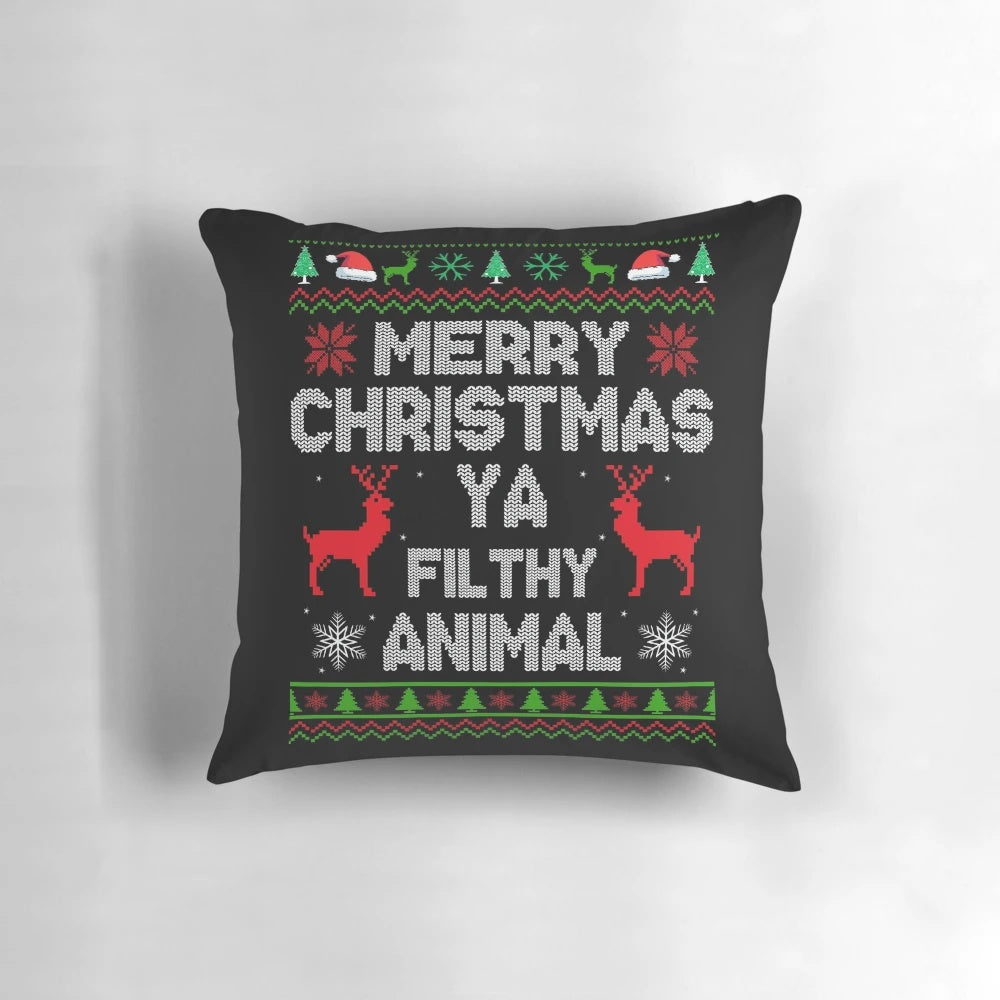 Merry Christmas Pillow with Funny Christmas Sweater Design