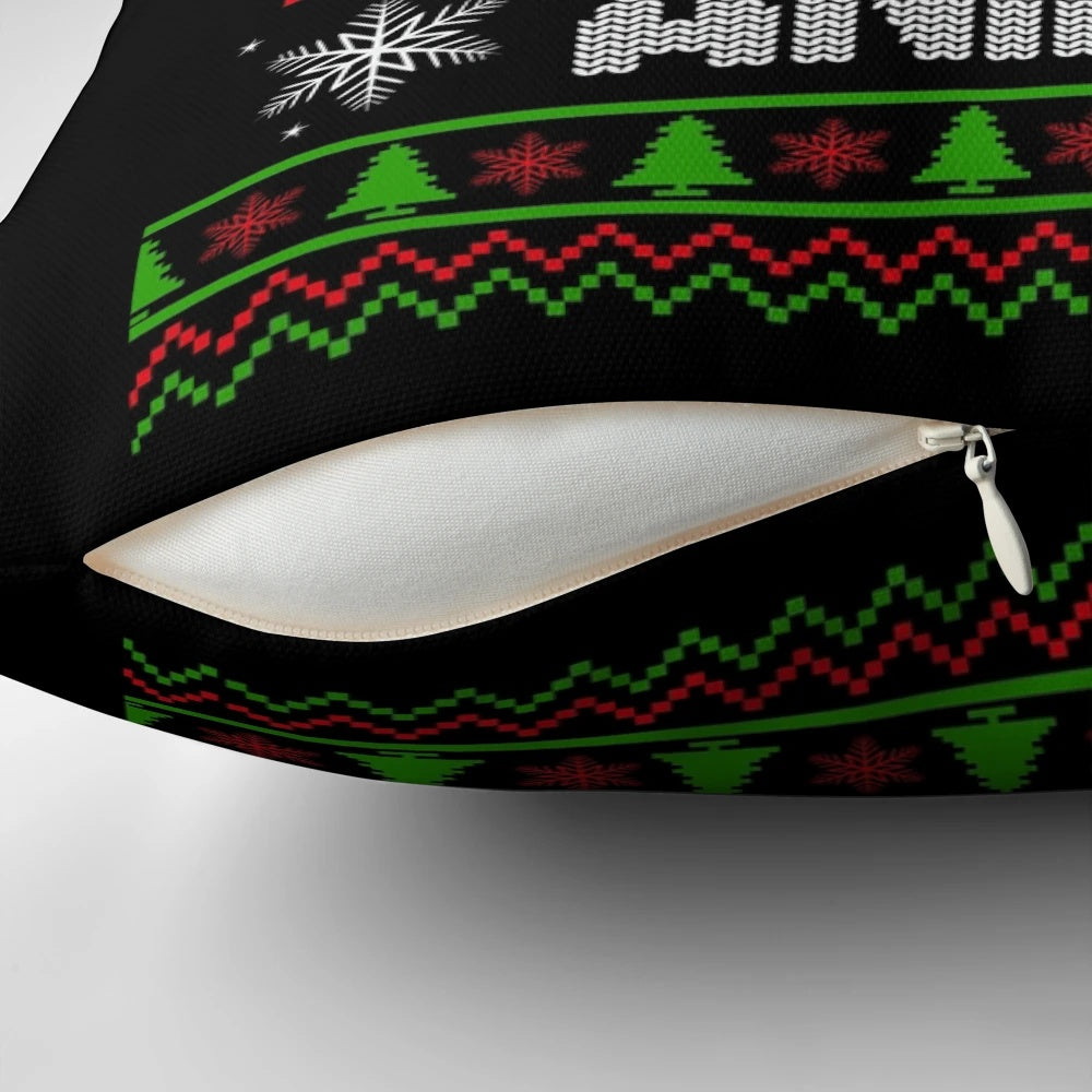 Merry Christmas Pillow with Funny Christmas Sweater Design
