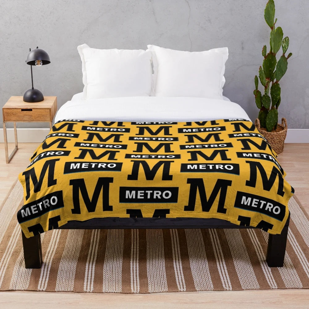 Tyne and Wear Metro plush blanket with focus on public transportation