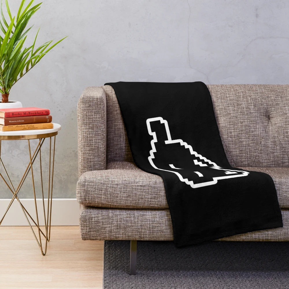 Mewo the cat from OMORI sleeping on a cozy black and white pixel art plush blanket