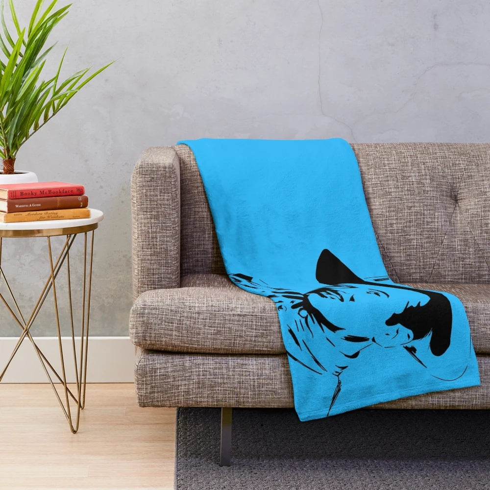 Plush blanket with an image of Mexican actor Pedro Infante in a cowboy outfit