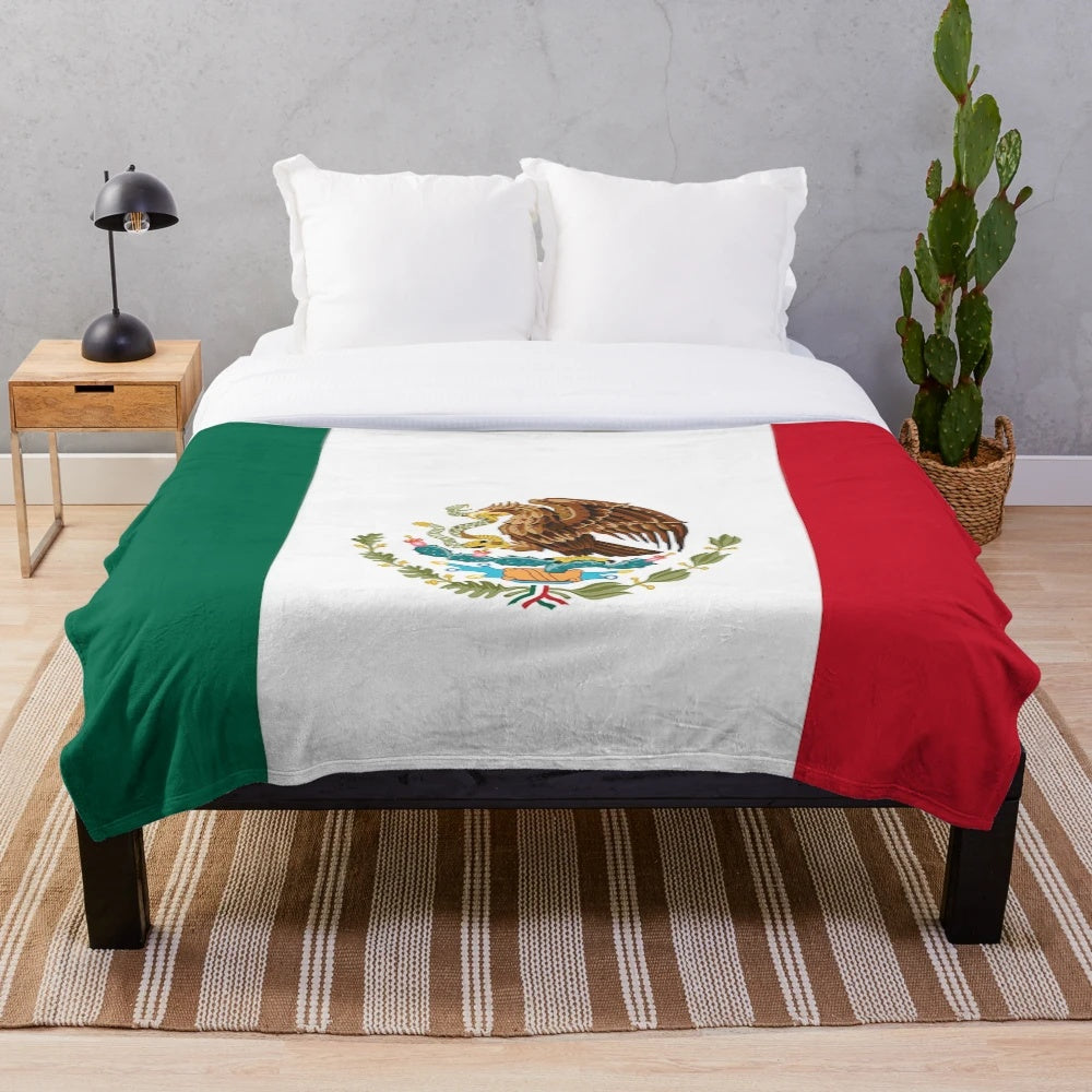 Mexico flag inspired plush blanket