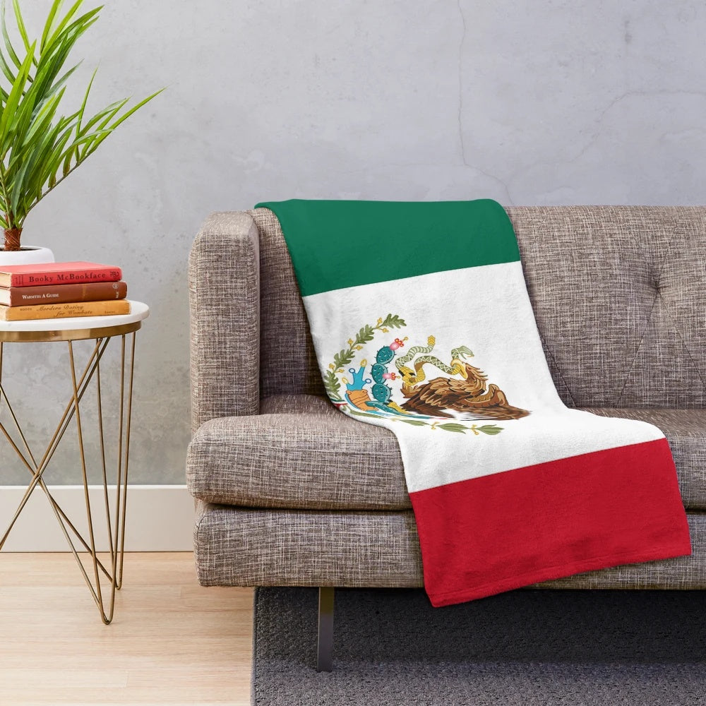 Mexico flag inspired plush blanket