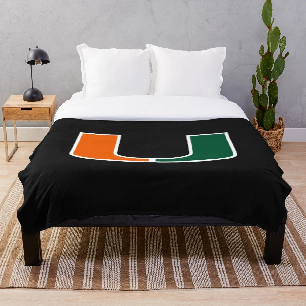 Miami Hurricanes inspired plush blanket for college football fans