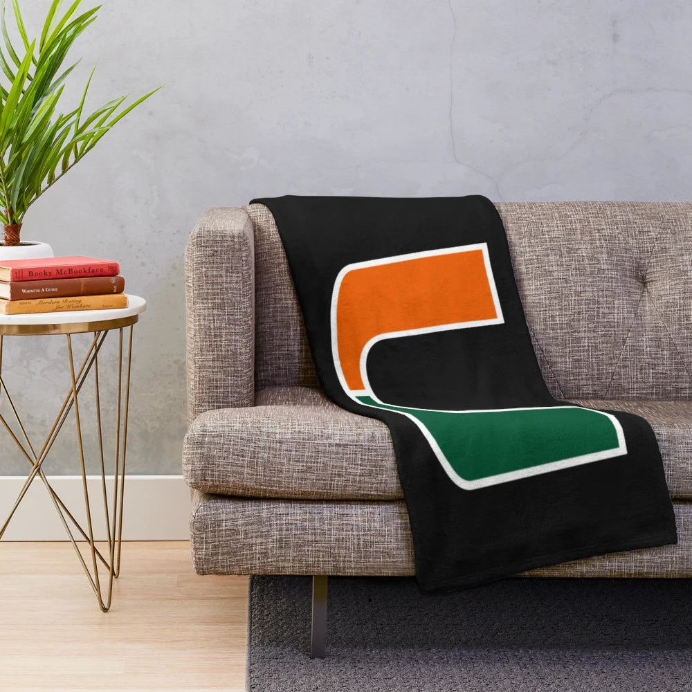 Miami Hurricanes inspired plush blanket for college football fans