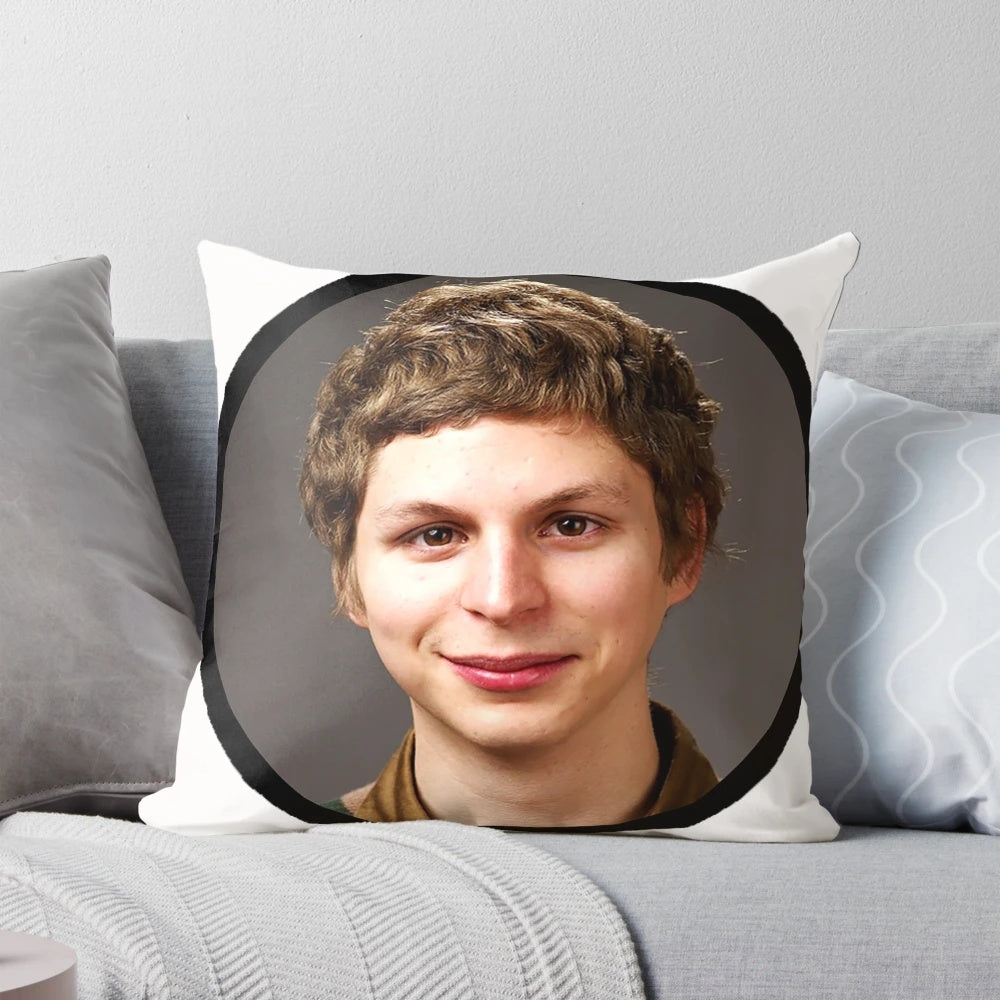 Comfortable pillow featuring a print of actor Michael Cera from the movie Scott Pilgrim vs. the World