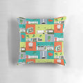 Mid-century modern inspired retro pillow with a color block design