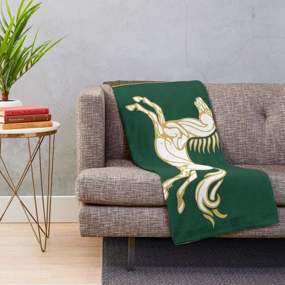 Rohan inspired plush blanket featuring the iconic Rohan banner