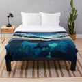 Midnight Water Plush Blanket with Dreamy Celestial Landscape