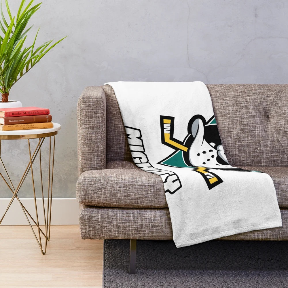 Mighty Ducks team logo printed on a soft, plush blanket