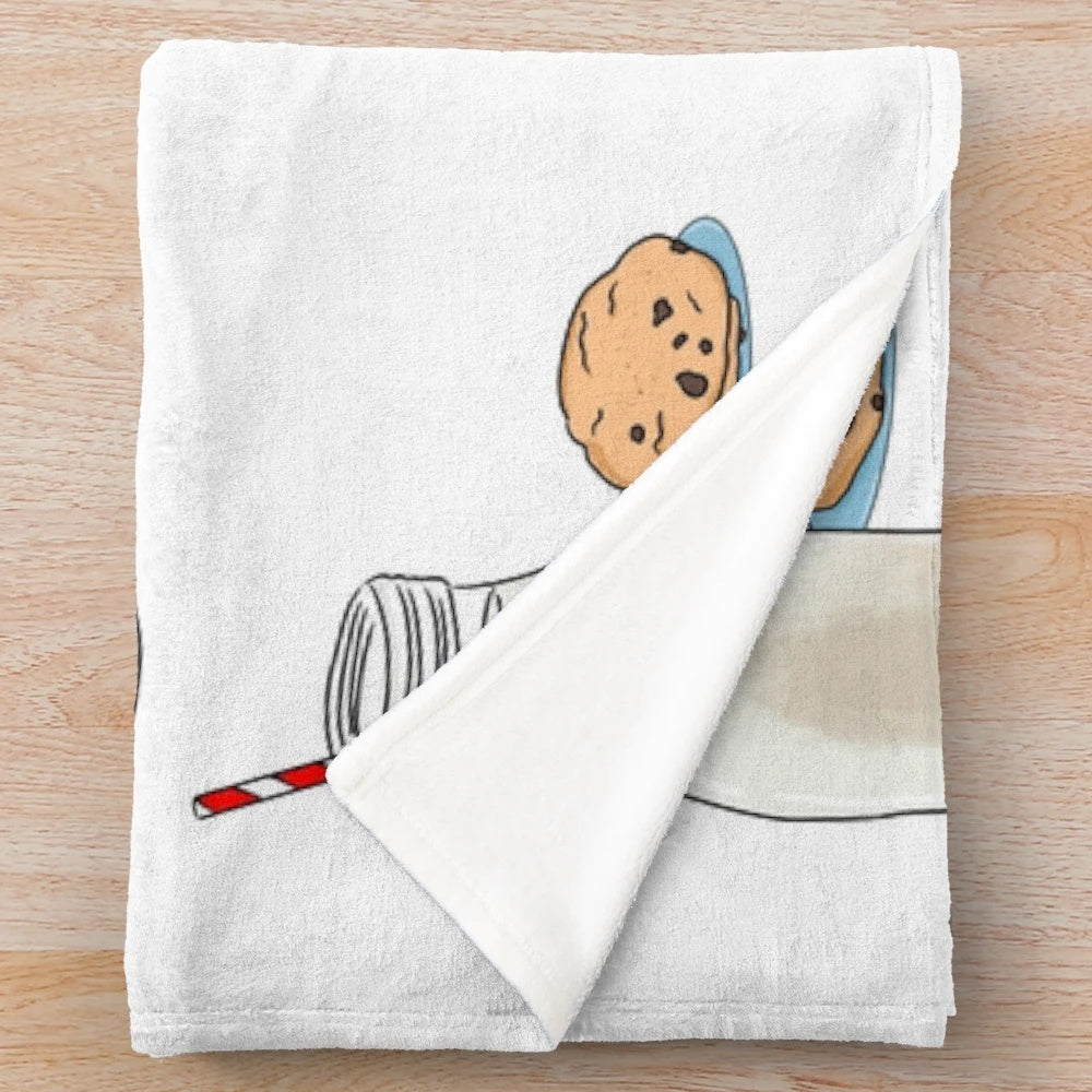 Soft and plush milk and cookies themed blanket