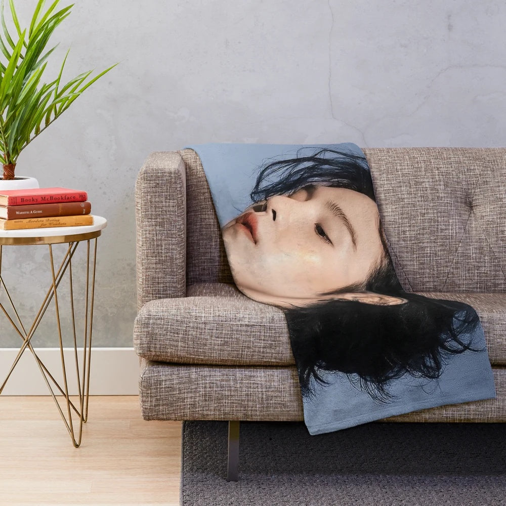 Min Yoongi inspired plush blanket featuring the BTS member