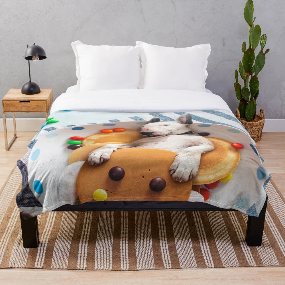 Soft and cuddly miniature bull terrier plush blanket for pet owners