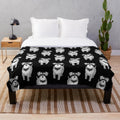 Soft gray plush blanket with cute miniature schnauzer dog print design
