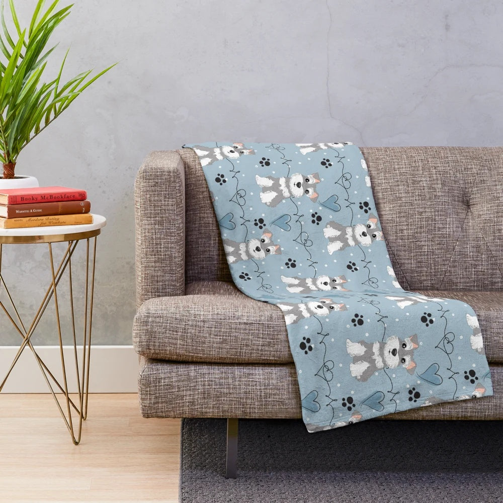 Soft and cuddly miniature schnauzer plush blanket