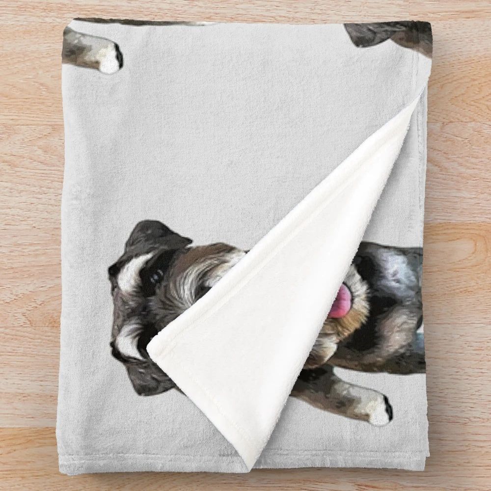 Miniature Schnauzer Plush Blanket in a Salt and Pepper Color