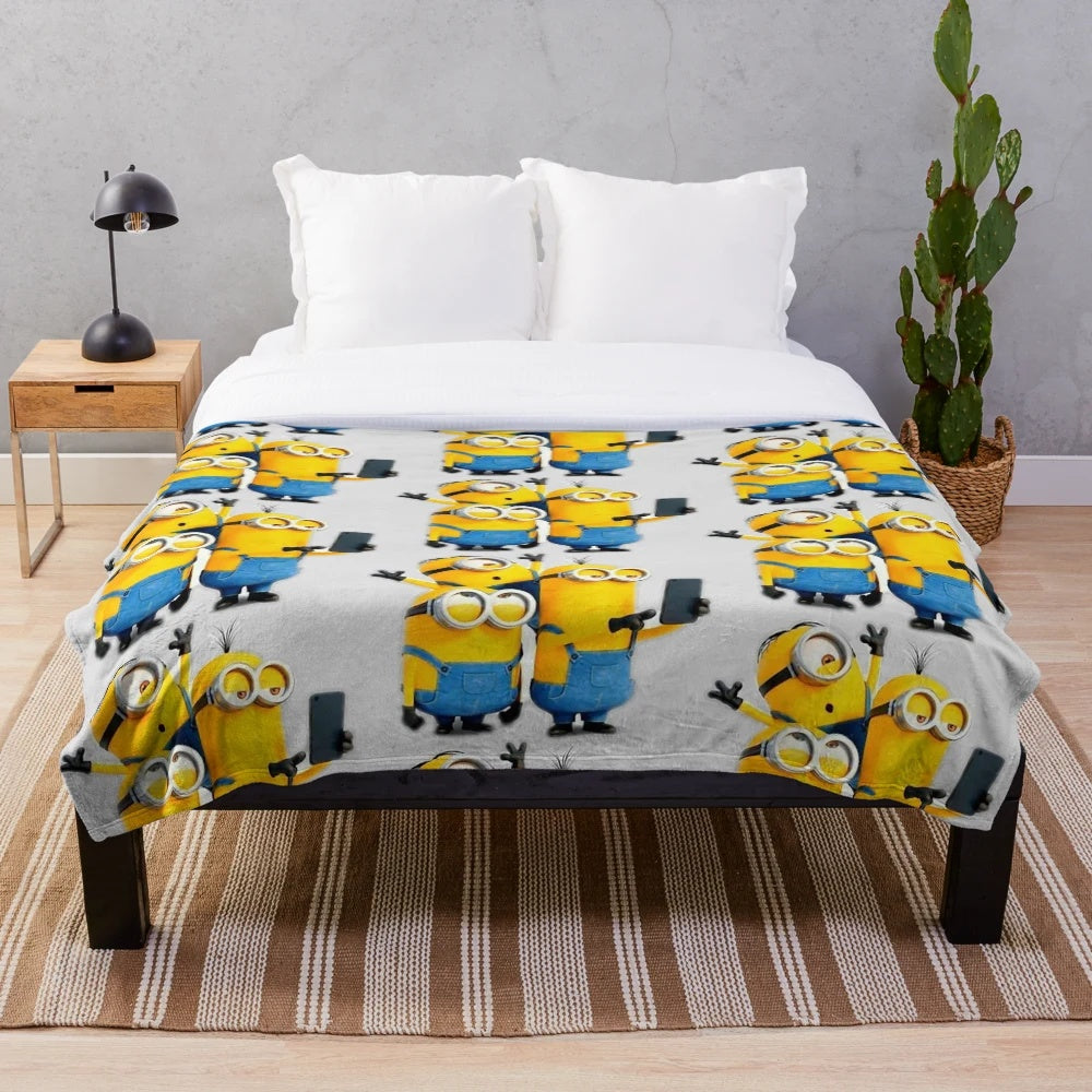 Minion Plush Blanket for Kids - Despicable Me Cartoon Movie Inspired Comfort Blanket