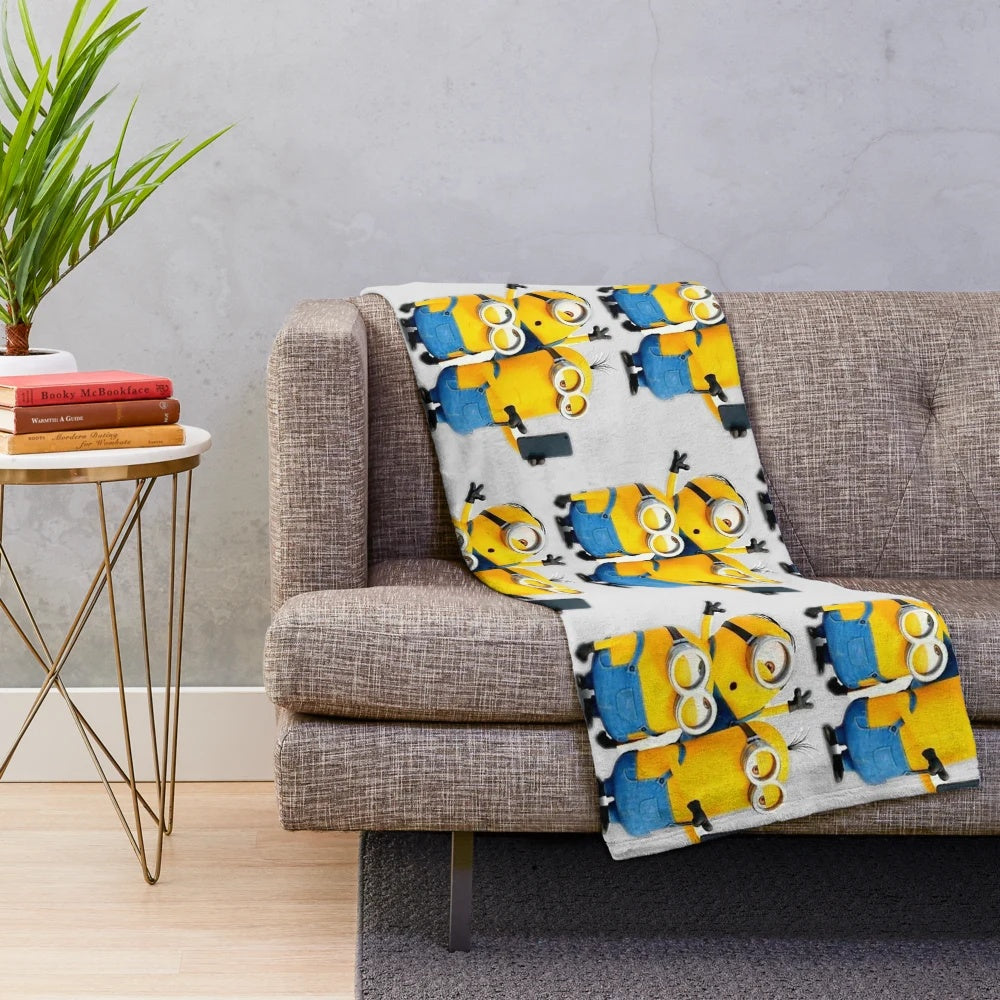 Minion Plush Blanket for Kids - Despicable Me Cartoon Movie Inspired Comfort Blanket