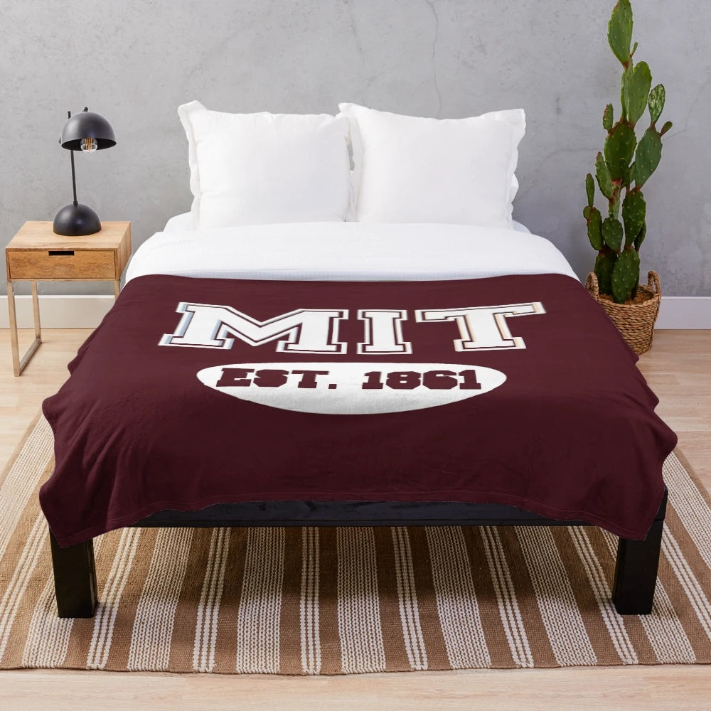 MIT Plush Blanket with Massachusetts Varsity Design
