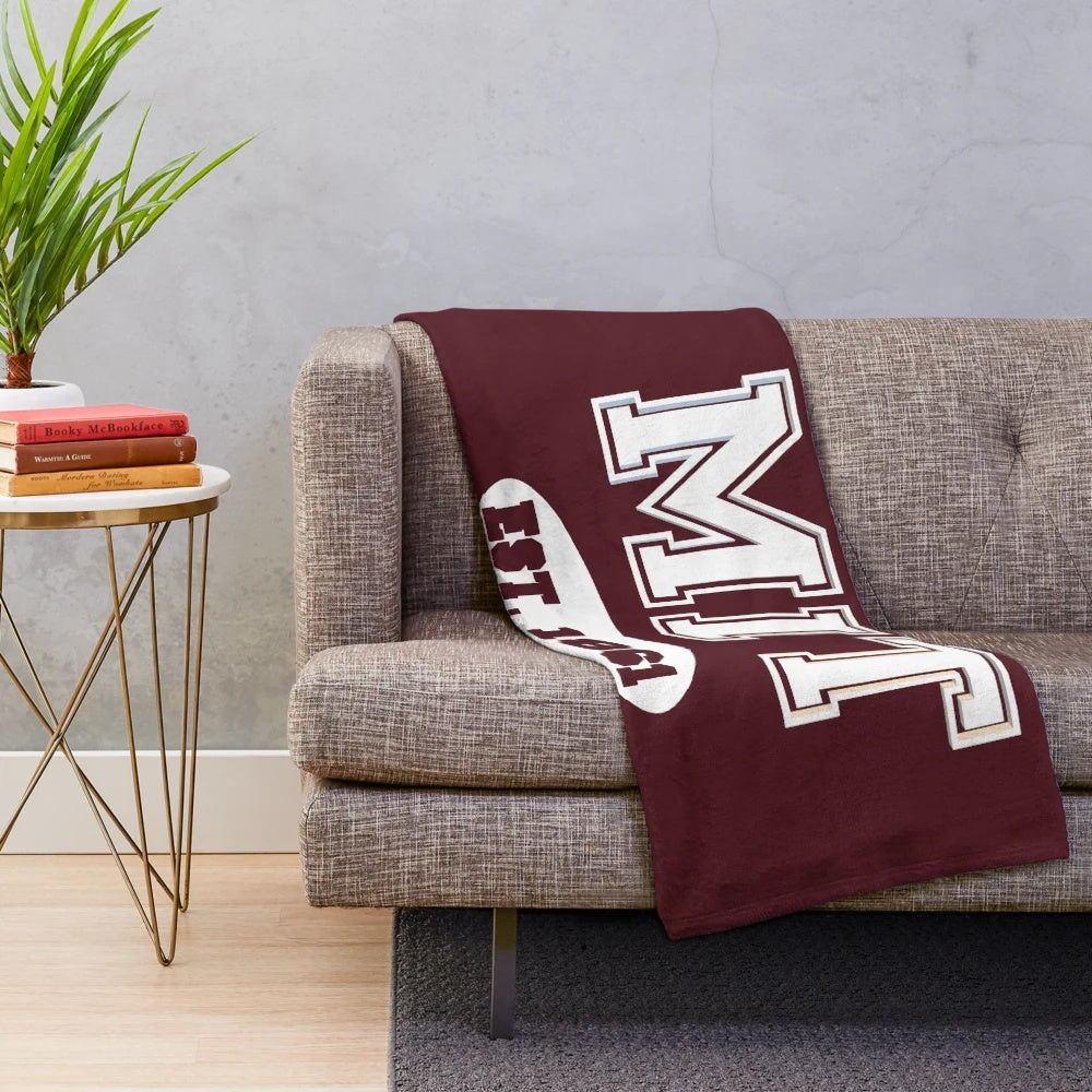 MIT Plush Blanket with Massachusetts Varsity Design
