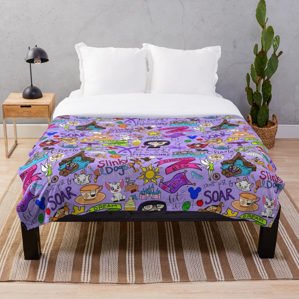 Cozy plush blanket featuring fan art inspired by vacation themes