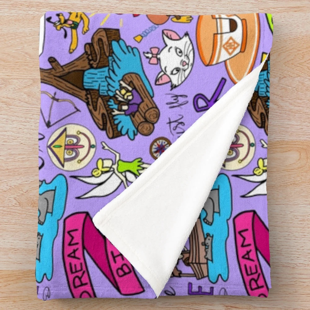 Cozy plush blanket featuring fan art inspired by vacation themes