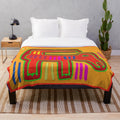 Mola dog plush blanket with vibrant tribal design