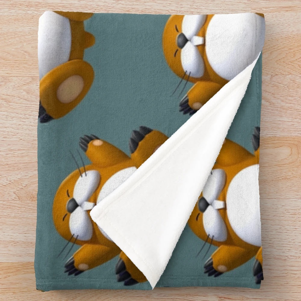 Plush blanket with a mole character design