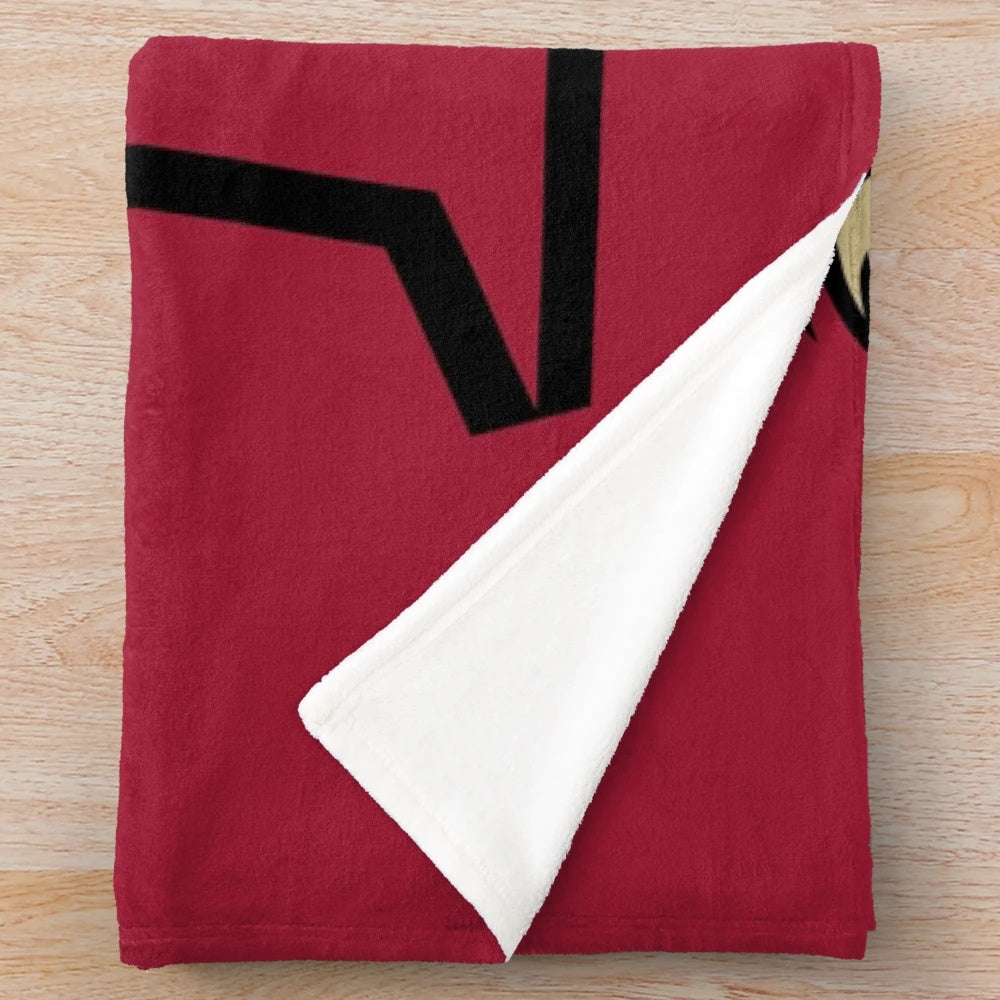 Molloy College plush blanket featuring the university logo and colors