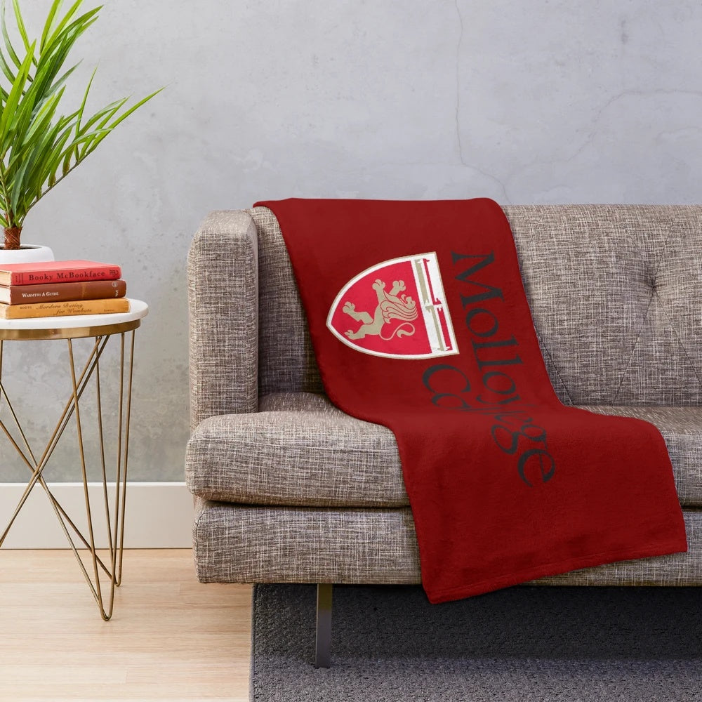 Molloy College plush blanket with mascot logo
