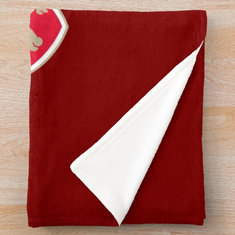Molloy College plush blanket with mascot logo