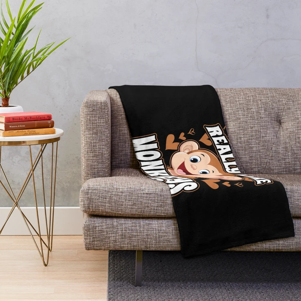 Soft and cuddly monkey plush blanket