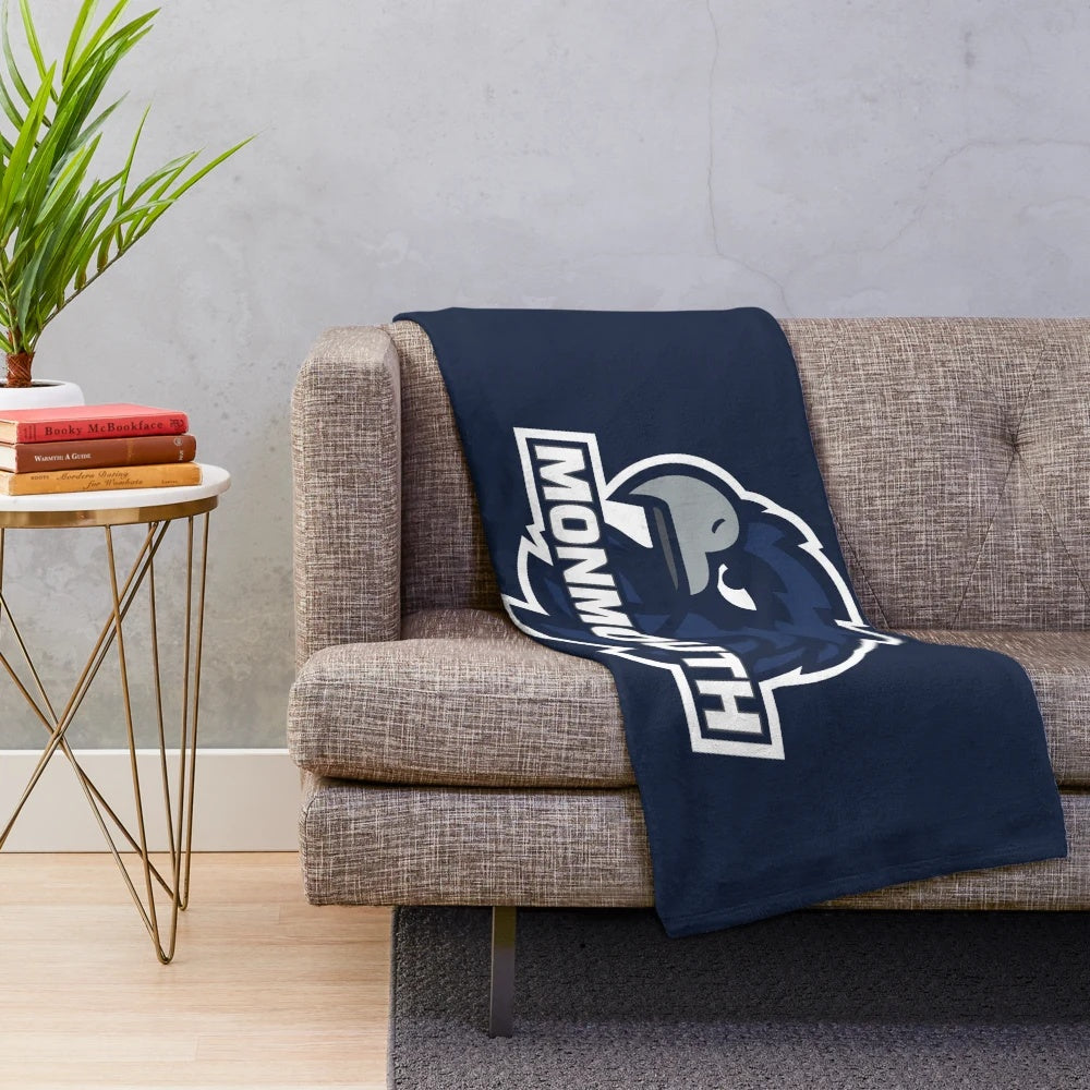 Monmouth plush blanket with team logo