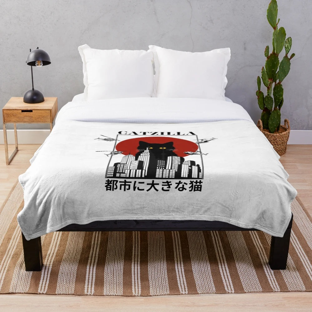 Soft and Cuddly Monster Cat Themed Plush Blanket