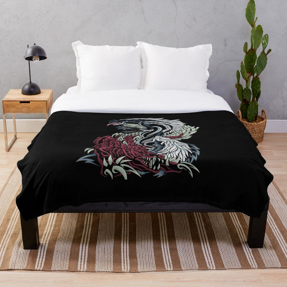 Monster Hunter Tobi Kadachi and Odogaron Inspired Plush Blanket