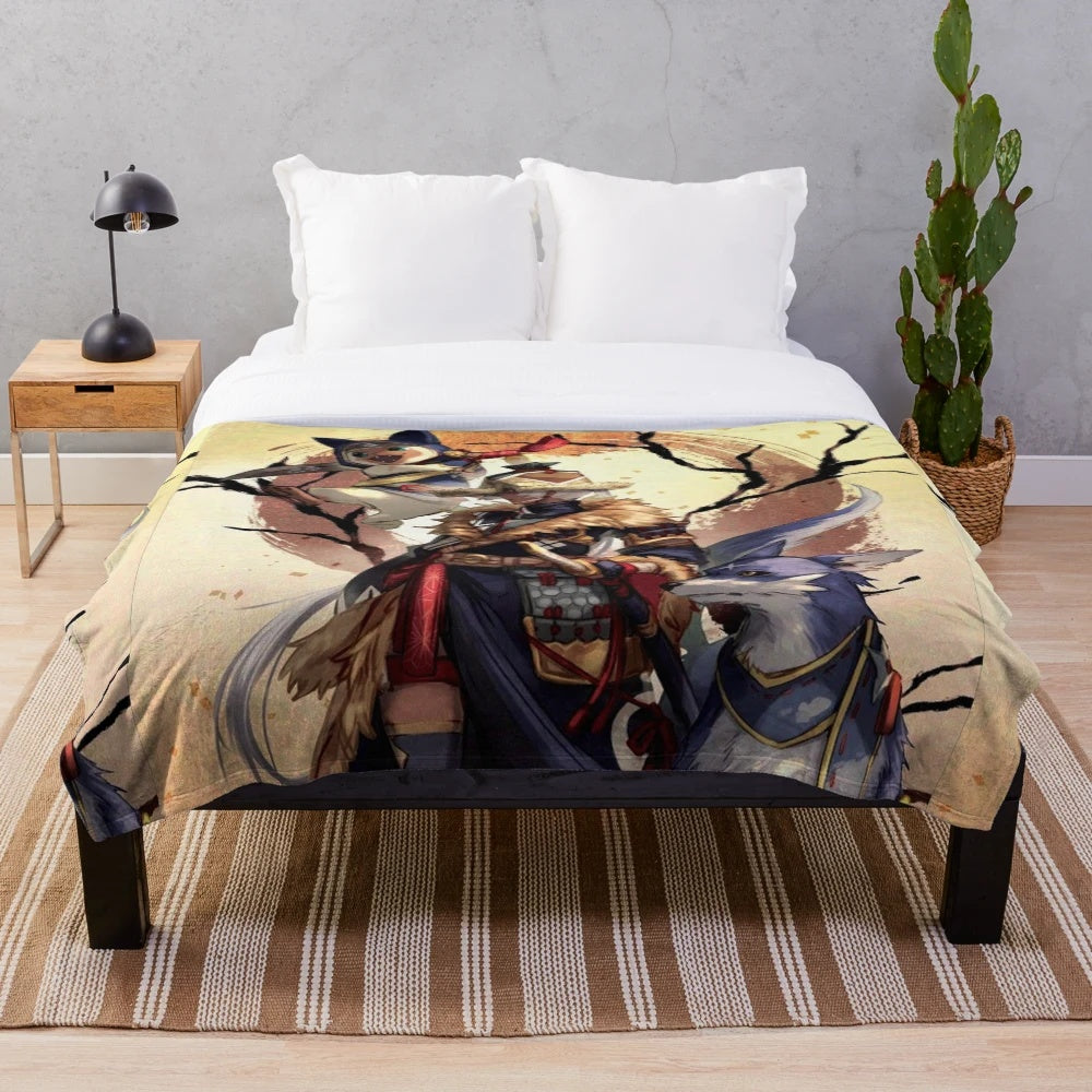 Monster Hunter Rise inspired plush blanket