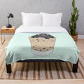 Colorful and whimsical monster-themed plush blanket for bubble tea enthusiasts