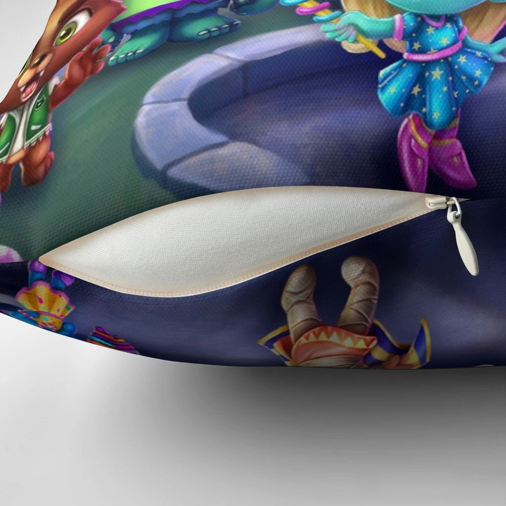 Soft, plush pillow featuring a Super Monsters design for children's bedrooms