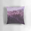 Cozy pillow featuring a moody, romantic forest scene with misty trees and a dreamy, tranquil atmosphere.