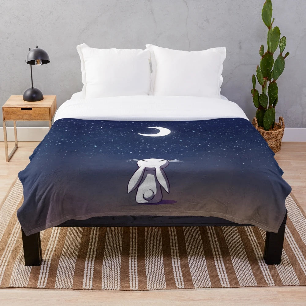 Soft and Cuddly Moon Bunny Plush Blanket