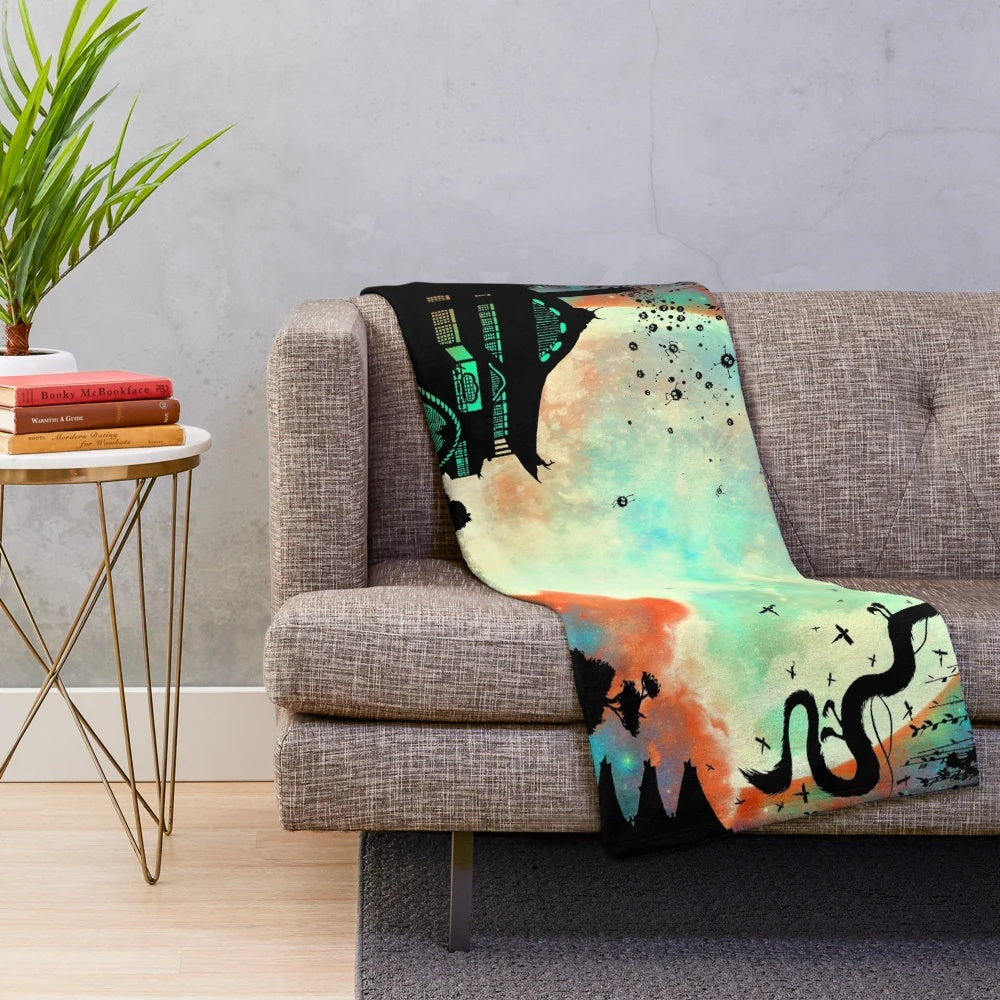 Soft and cozy plush moon blanket with anime-inspired design