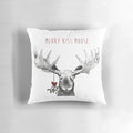 Merry Kiss Moose Christmas Mistletoe Pillow with Soft, Plush Fabric