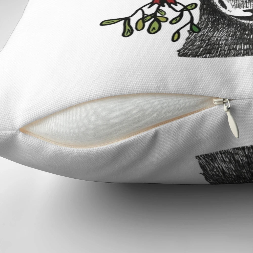 Merry Kiss Moose Christmas Mistletoe Pillow with Soft, Plush Fabric