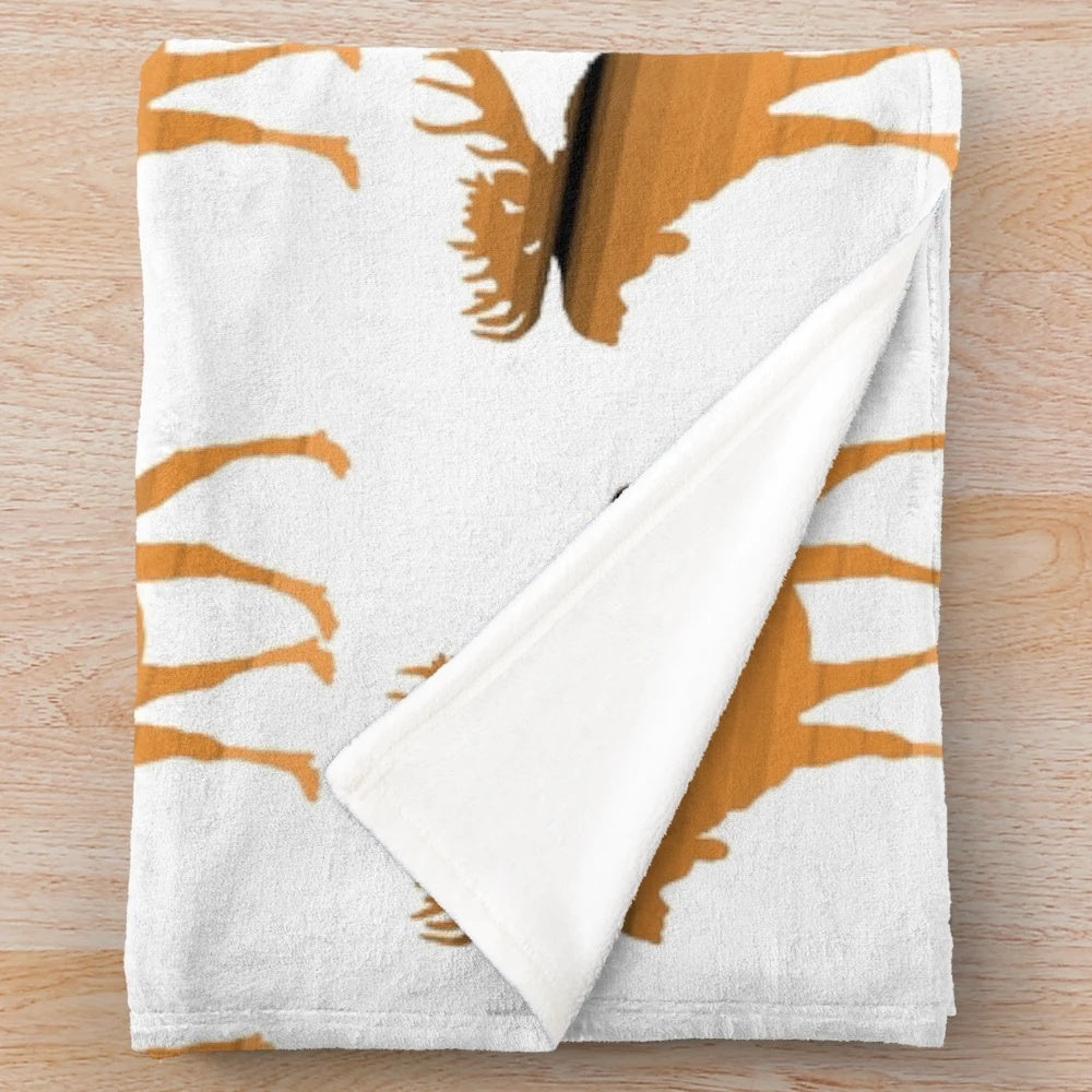 Moose plush blanket with colorful, abstract animal art design