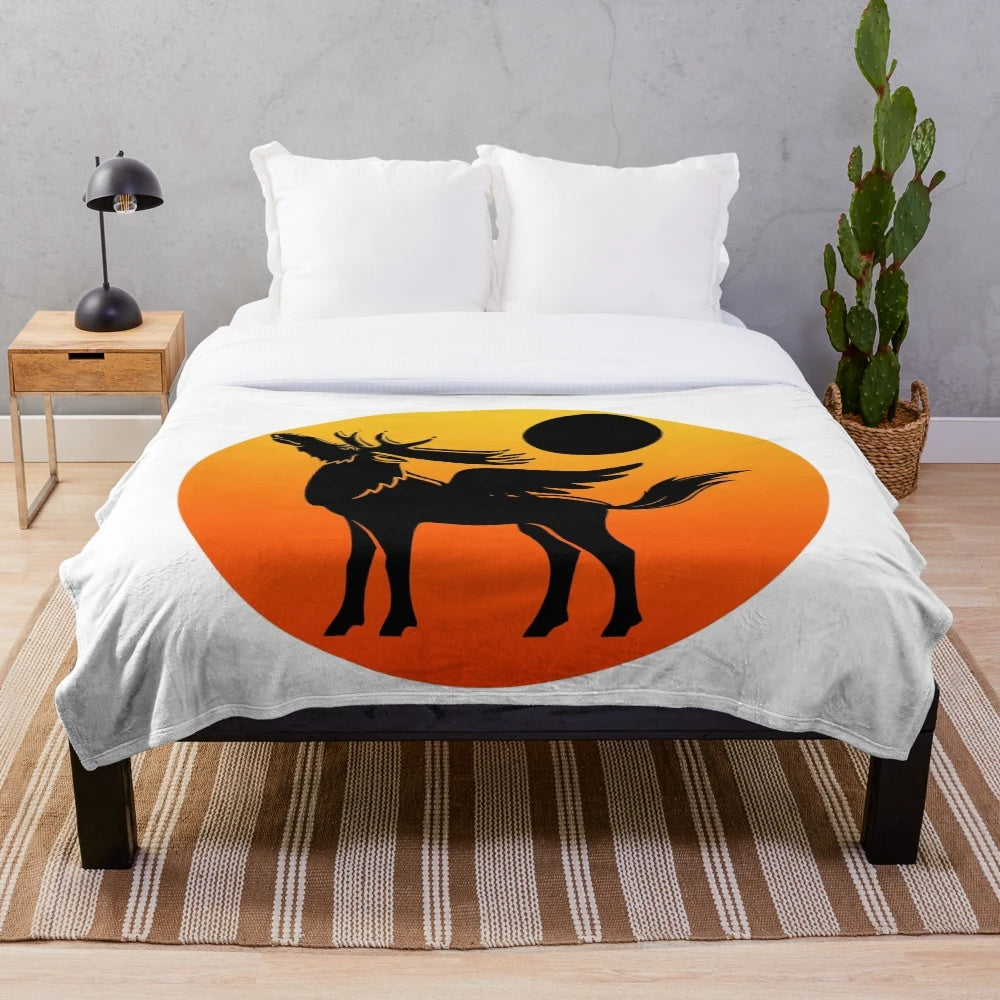 Moose silhouette design on a plush blanket